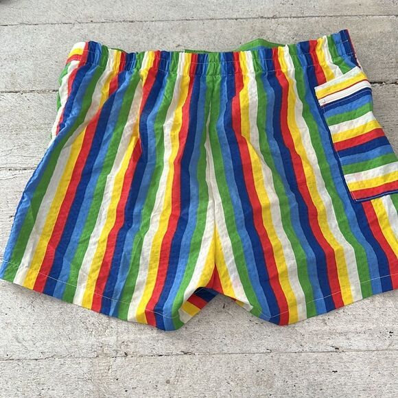 Vintage 1960s Men’s Rainbow Stripe Short Shorts - Picture 5 of 5